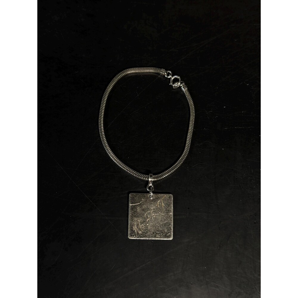 Vintage 925 Sterling Silver Snake Chain Bracelet Engraved MHJ Square Tag 7 Inch